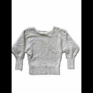 Anthropologie Sweater Womens Medium White Shaggy Crop‎ Top Soft Furry Casual